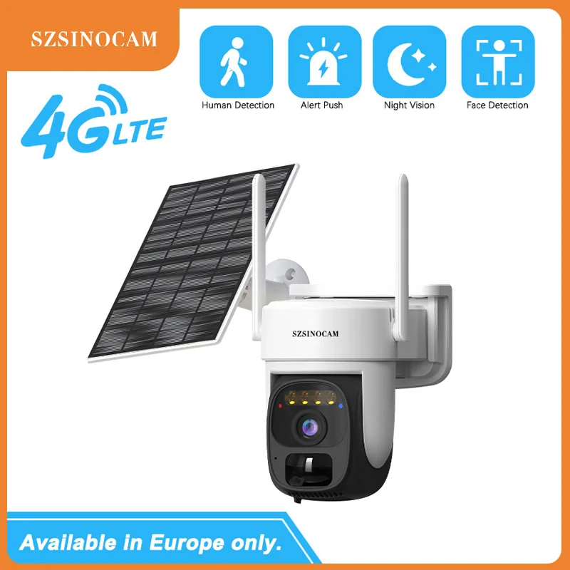 

SZSINOCAM 3MP US 4G Solar Battery Powered Wireless Security Camera Color Night Vision PIR Motion Outdoor IP Camera