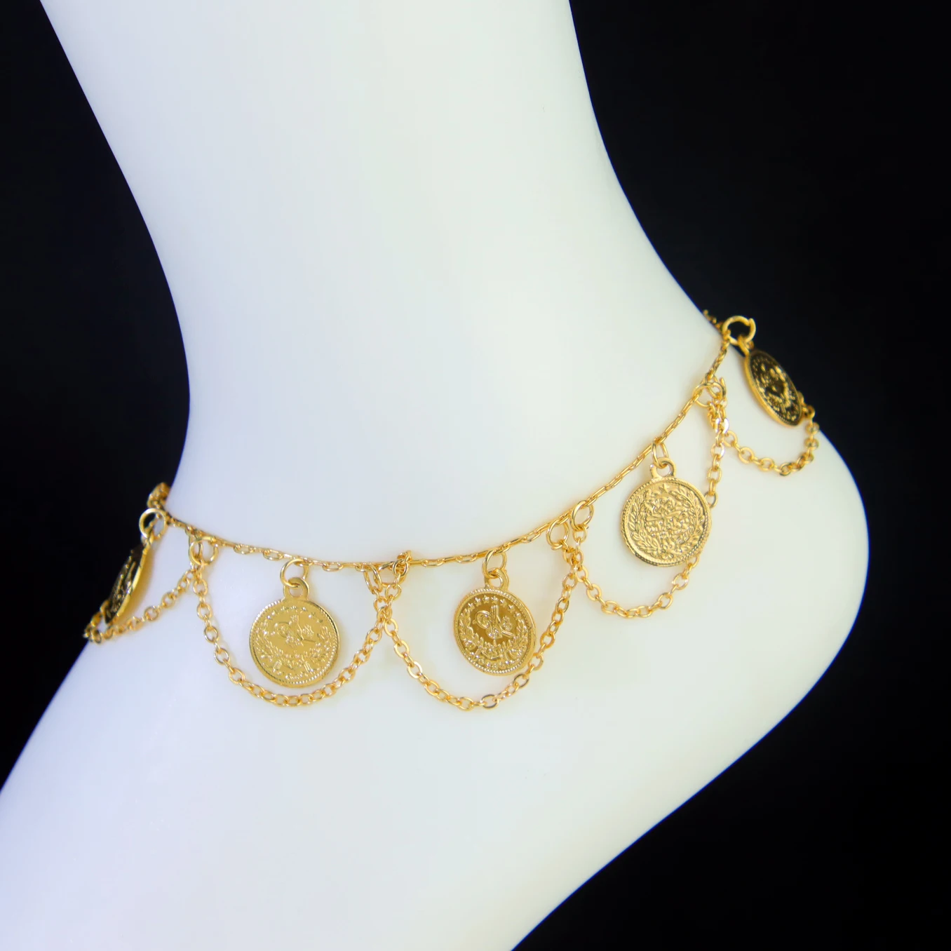Arabische Mode Fußkettchen 21k Vergoldet Türkische Münzen Vintage Fußarmband Nigeria Islamischer Frauen Brautschmuck – Detail 23