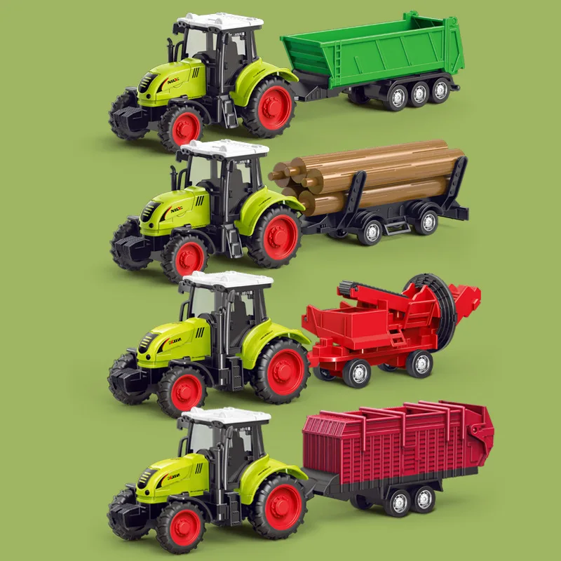 Mini Inertial Tractor Model Harvester Transporter Boy Toy Set Kids Toy Simulation Farmer Car Model Gift for Children