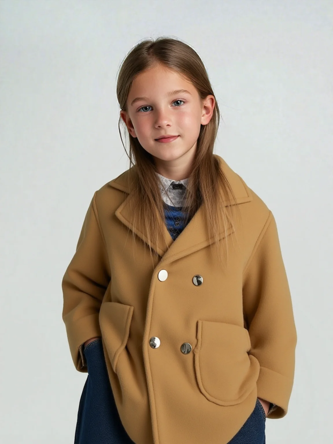 

Girls Christmas New Year Winter Warm Wool Coat Kids Boys Photography Woolen Coat School Children Windproof Outdoor Jacket 3-11Y