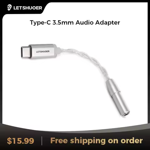 LETSHUOER DT01 PRO Type C to Jack 3.5mm Earphone Adapter DAC 384kHz/32bit Portable Headphone Amplifier for Phone/Player
