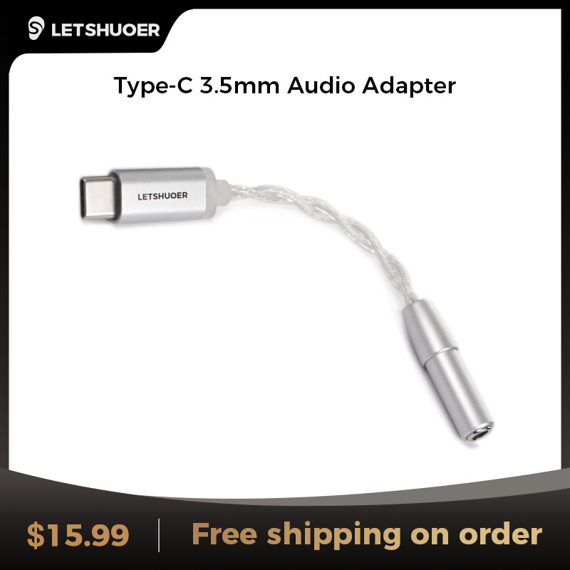  LETSHUOER DT01 PRO Type C to Jack 3.5mm Earphone Adapter DAC 384kHz/32bit Portable Headphone Amplifier for Phone/Player 