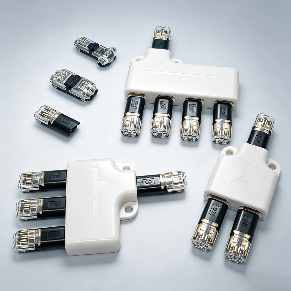 Low Voltage Wire Connector D2 T2 H2 T1 Tap Wire Type Solid Connection Splice Terminal Connector Set For Audio Auto Moto Lighting