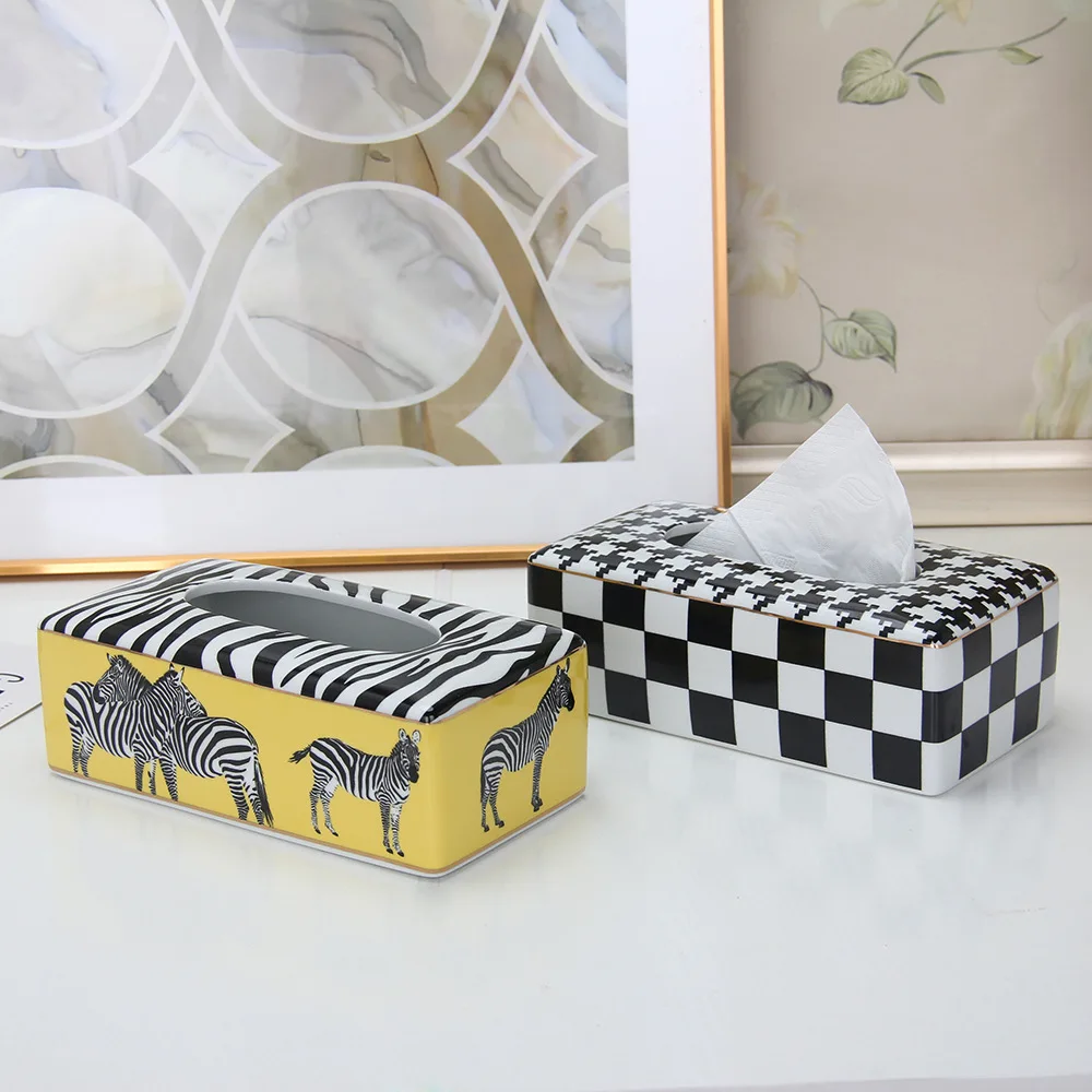 European style ceramic tissue box, living room decoration, paper drawer, creative European style luxury living room, tea table,