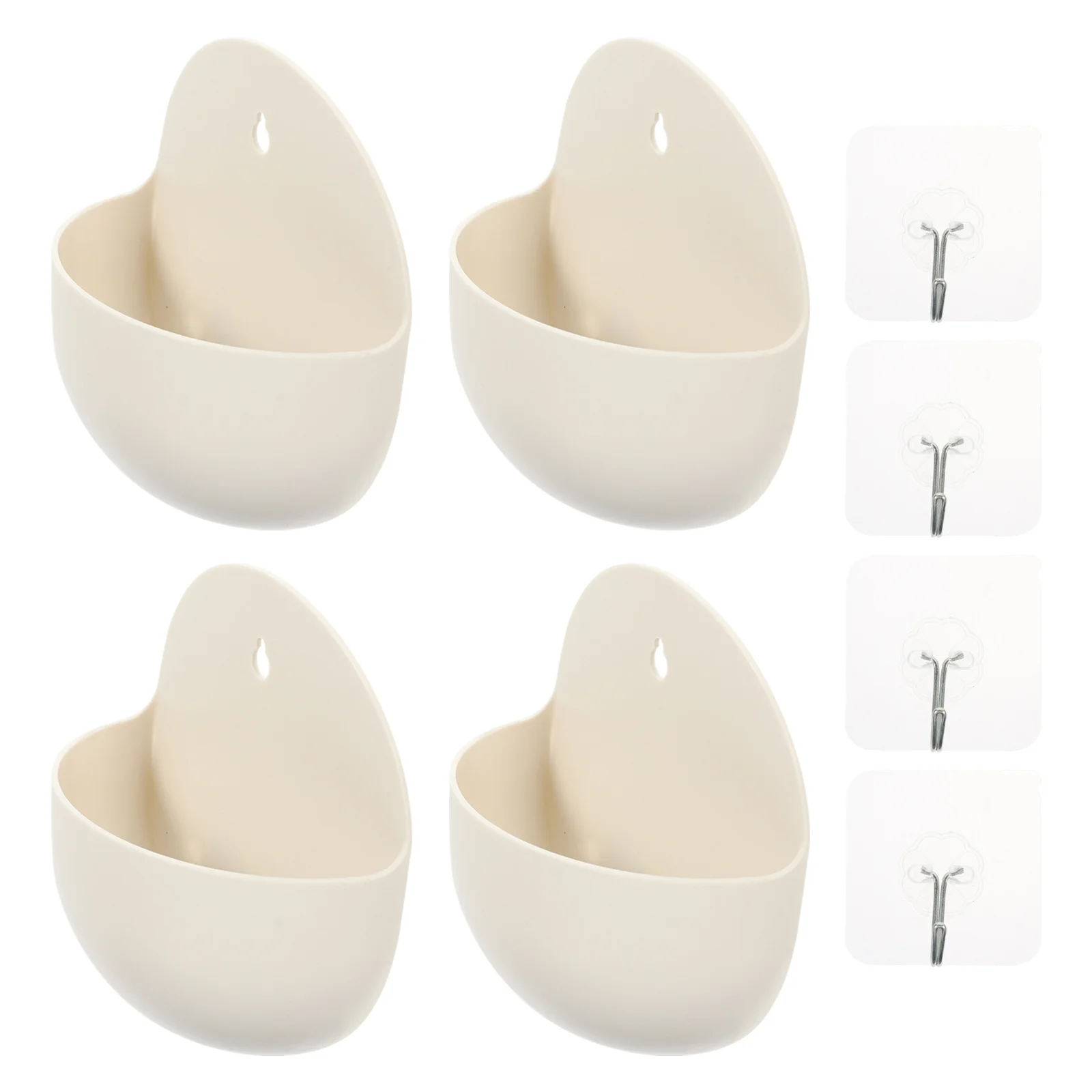 

4pcs Plastic Hanging Flower Pots With Hole Semi-Circle Design For Balcony Garden Wall Planters Outdoor Fence Planter Gardening