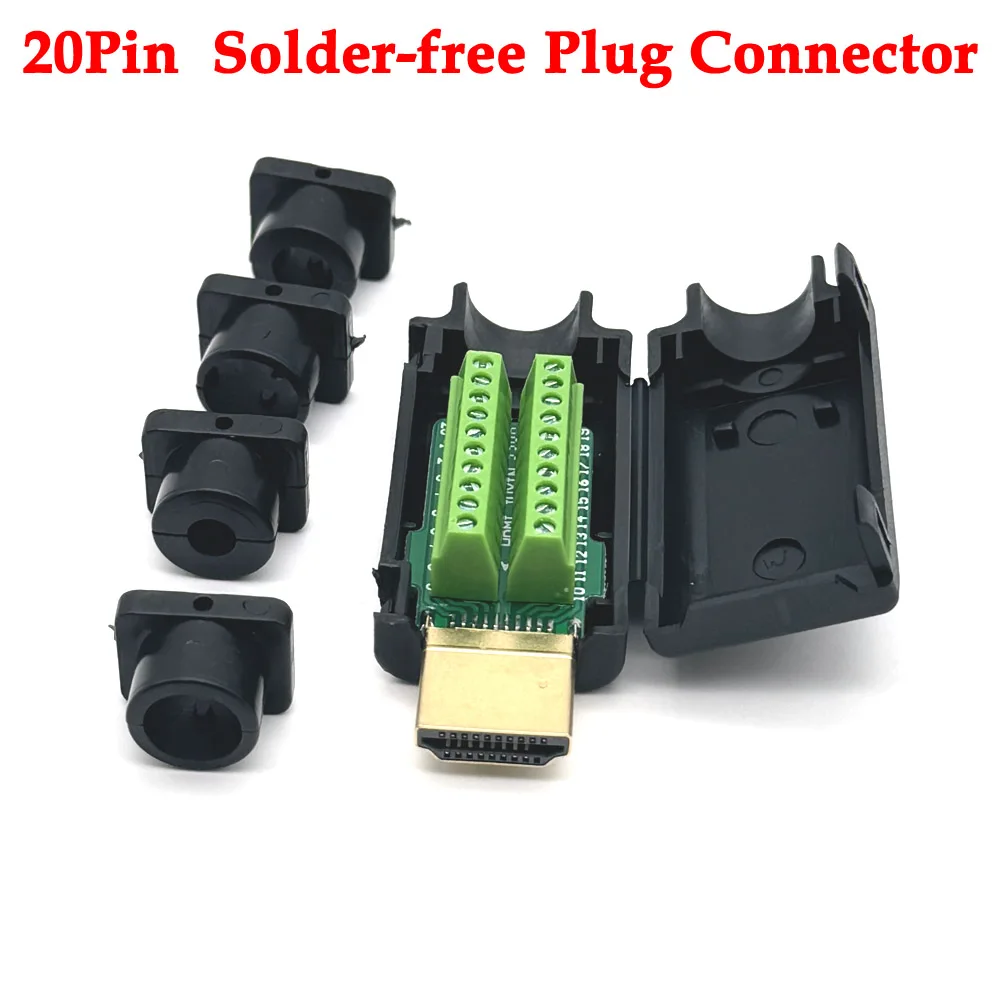 HDMI Connector Solderless 2.0 High-definition Wire Plug HDMI Welding Circuit Board DIY Male Terminal 4K HD Line Repair Adapter