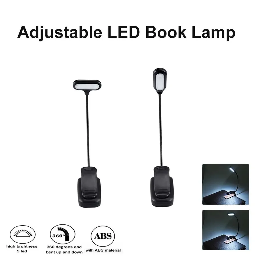 

Mini LED Book Light Battery Powered Eye Protection Reading Light Clip-On Desk Lamp Adjusted Flexible Bedroom Reading Night Light