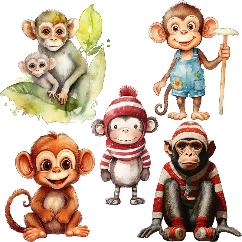 Three Ratels Q7 Watercolor cartoon little monkey children's bedroom wall stickers  furniture scratches blocking stickers