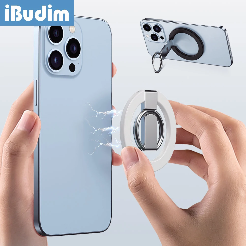 

iBudim Magnetic Phone Ring Holder Stand for MagSafe Accessories Adjustable Finger Ring Support Bracket for iPhone 15 14 13