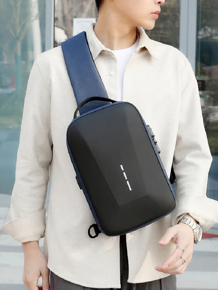 AliExpress NONE Anti-theft Combination Lock Chest Bags With USB Charging Port Business Men's Crossbody Bag Travel Cycling Storage Shoulder Bag