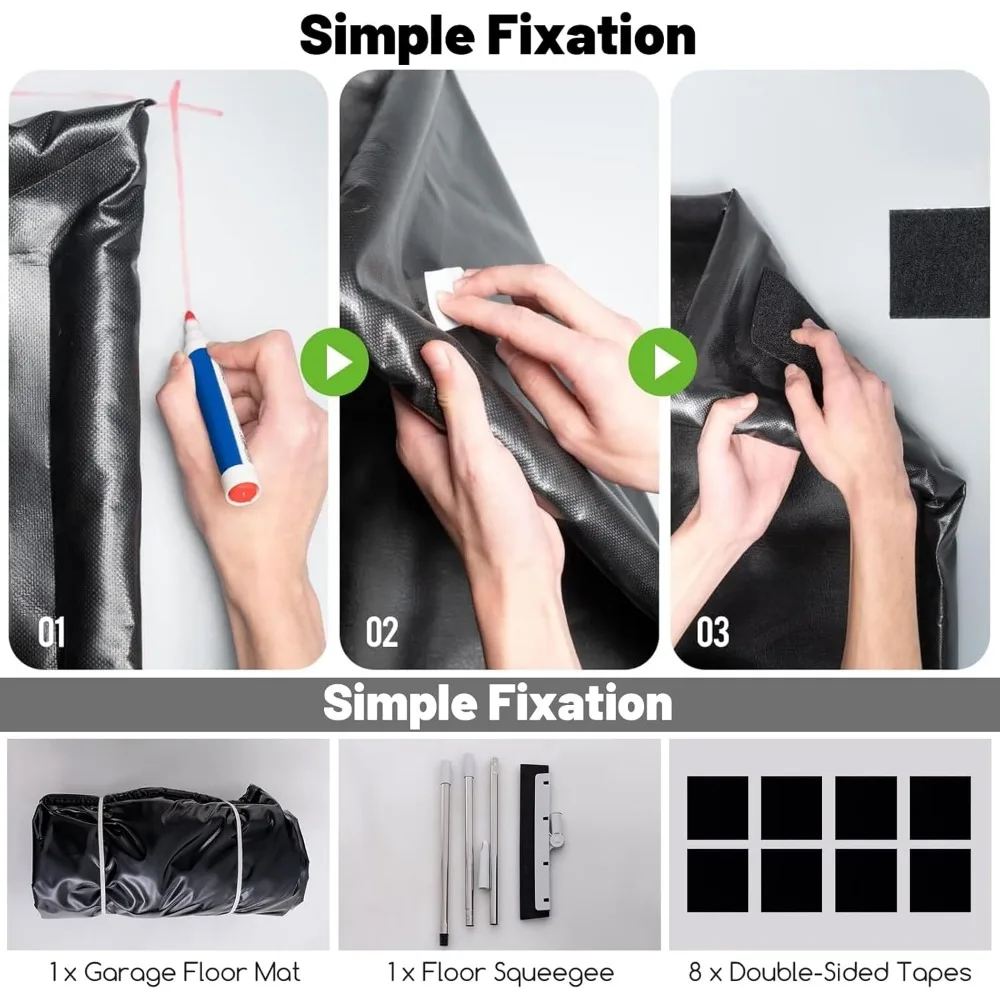 سجادة أرضية جراج مقاومة للماء مقاس 9 × 22 قدمًا - سجادة كبيرة لوقوف السيارات لمنع التسرب والانسكاب مع ممسحة التنظيف