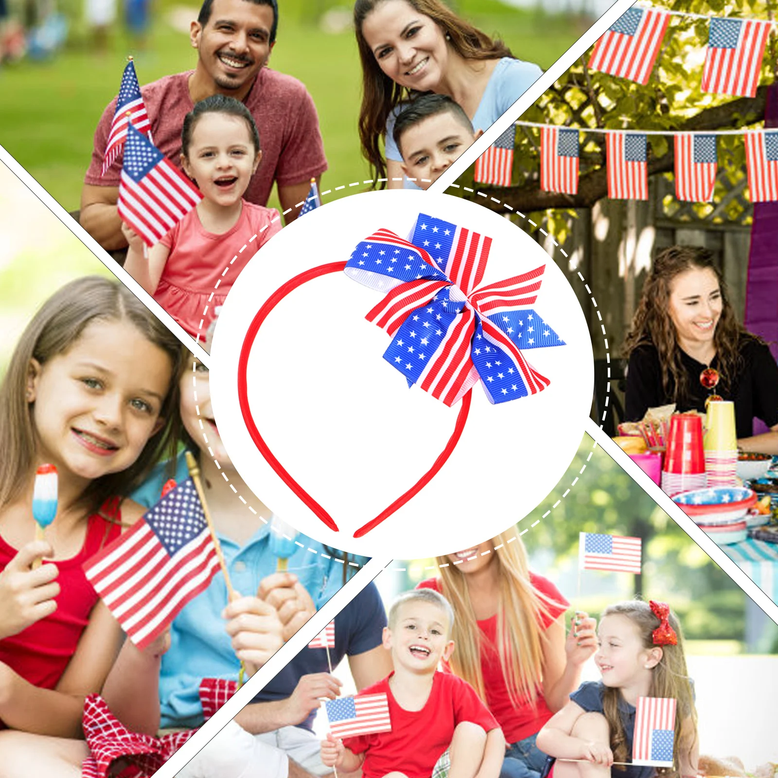

Sweetheart Adorable Hairpin with Bowknot America Flag Kids Hair Accessories for Patriotic Parties Independence Day Show Stage