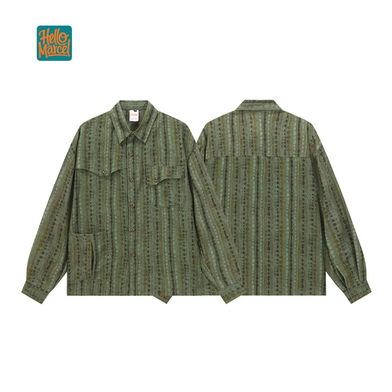 

HELLOMARCEL Высокое качество ЕС США размер роскошная ретро контрастная цветная полосатая повседневная мужская и женская модная рубашка с длинными рукавами