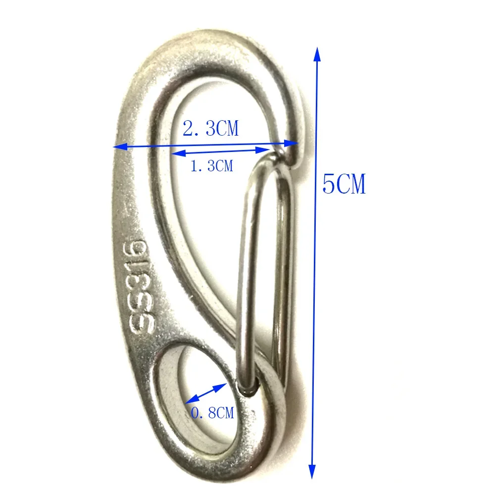 316 Stainless Steel Diving Gear Hook Marine Grade Carabiner Snap Spring Snap Buckle eye Shackle Lobster Quick Clips Egg Type