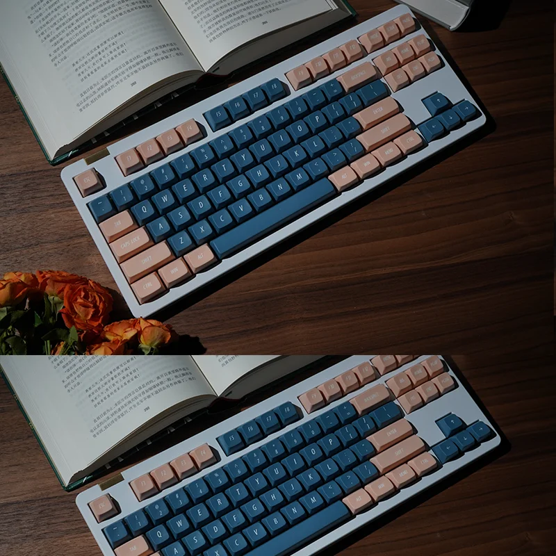 NPKC Moon Blue Keycaps Set Retro 137Keys Key caps EMA Profile Double Shot PBT Keycap for Custom Cherry MX Switch Keyboard Keycap