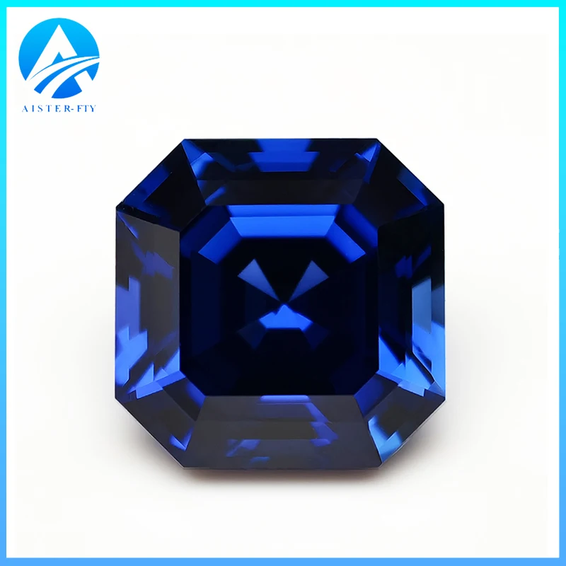 Top Lab Grown Sapphire Gemstone Asscher Cut Royal Blue Synthetic Sapphire Gems Loose Stone With AGL Certificate