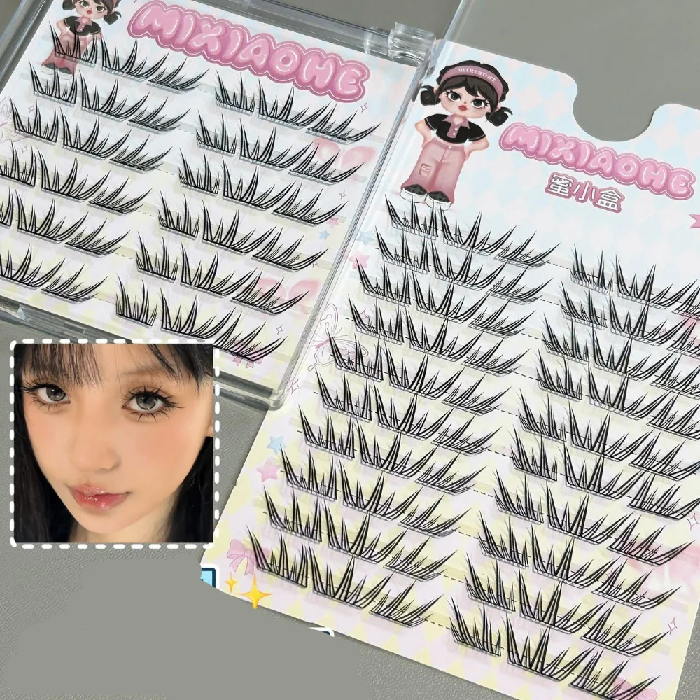Ciglia finte per ragazze coreane fresche Ciglia finte naturali spesse arricciate Strumenti per il trucco delle ciglia a grappolo singolo autoadesive