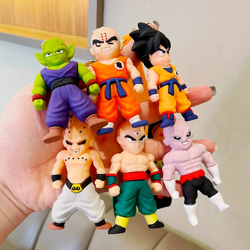 Dragon Ball Z Keychain Anime Super Saiyan Goku Figure Cute Keyring Bag Pendent Car Ornament Key Accessories Kids Toy Xmas Gifts