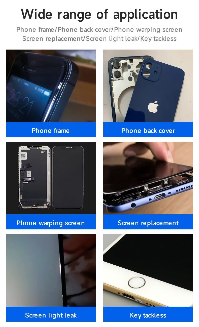 Remplacement et réparation d'écran mécanique R7, réparation ignifuge de téléphone portable, réparation de l'adhésif, déformation et Peeling de la colle