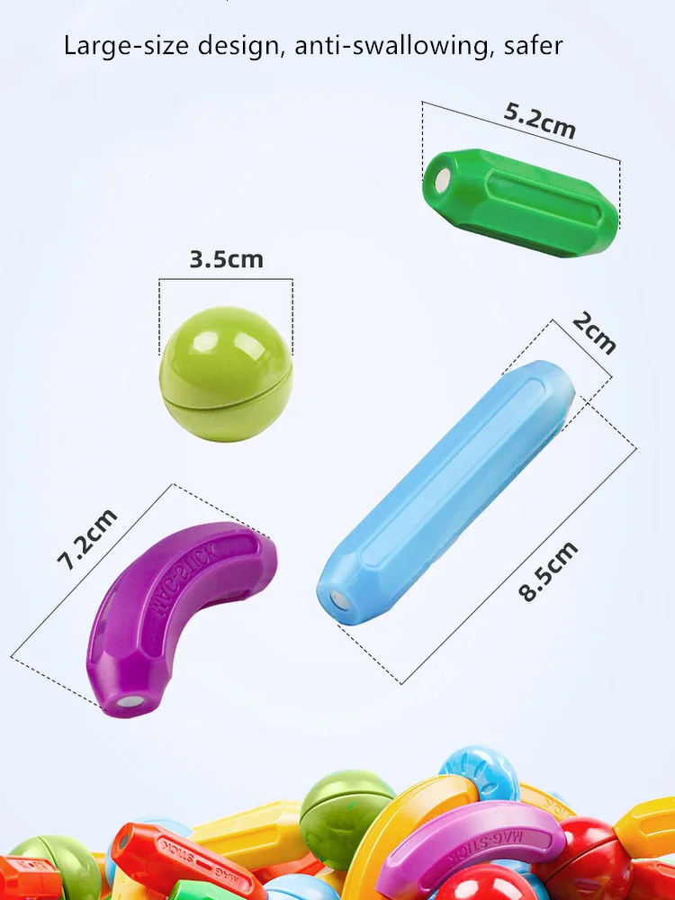 48PCS grote deeltjes DIY puzzel magnetische bouwstenen speelset Engelse geschenkdoos kerstcadeau voor jongens en meisjes