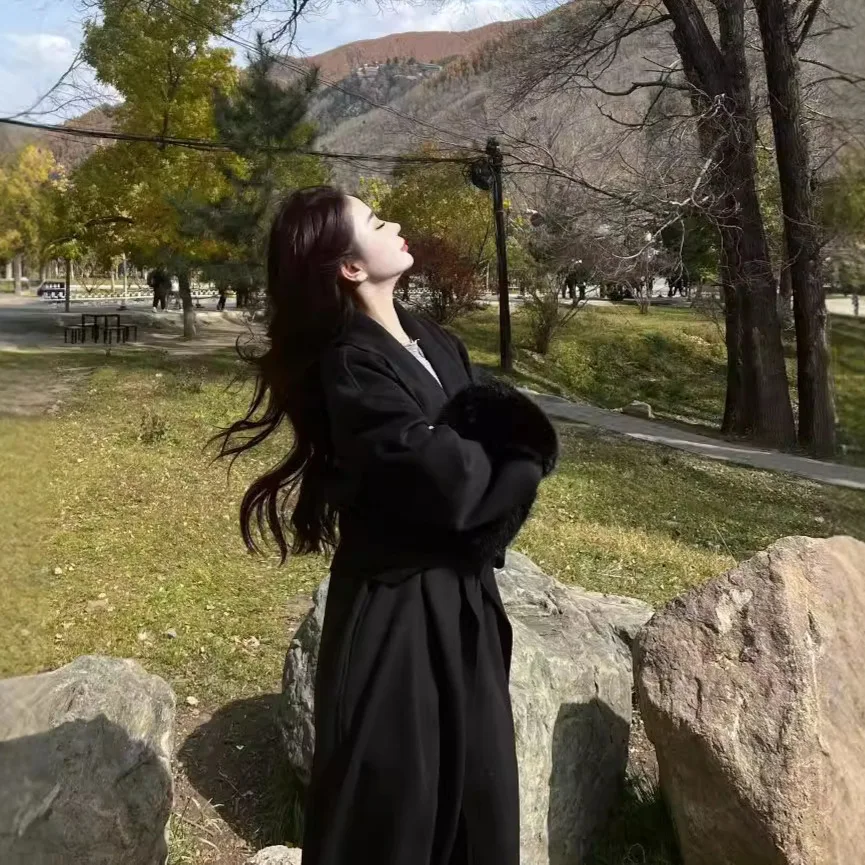 

Double-Sided Camere Long Sve Fur Coat Women's Outerwear Zhou Miao Autumn Winter New Sle Luxury Leather Jaet