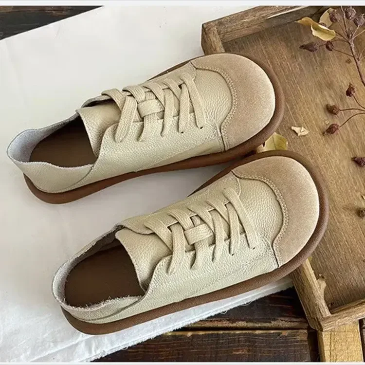 2024 New Women\'s Shoes Spring Single Shoes Ugly Cute Women\'s Small White Comfortable Big Head Shoes Pu Leather