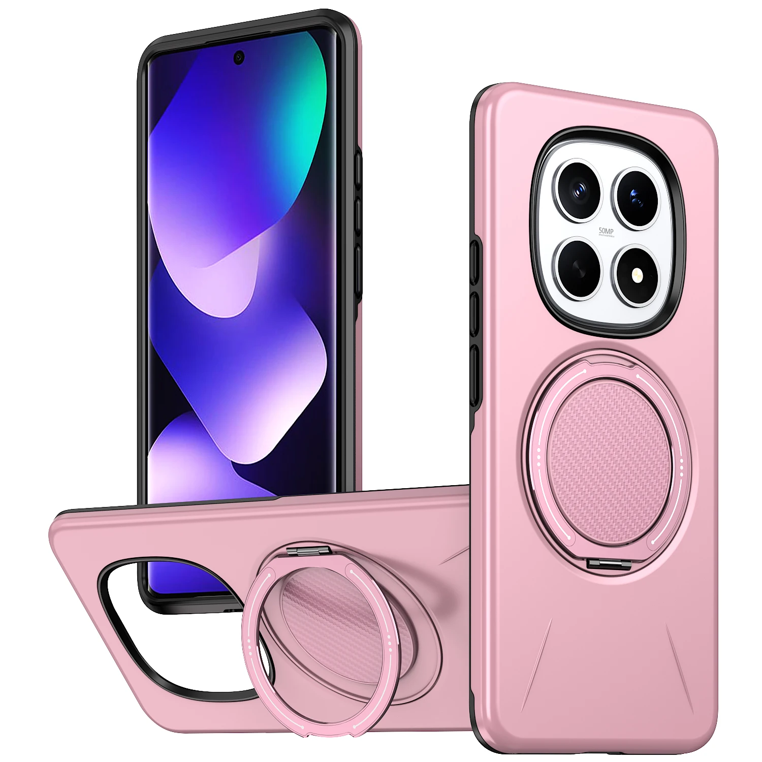Pour Xiaomi Redmi Note 15 Pro Plus Note 14 Pro Plus 360 °   Étui de téléphone de luxe avec support rotatif, coque antichoc, protection intégrale, fundas