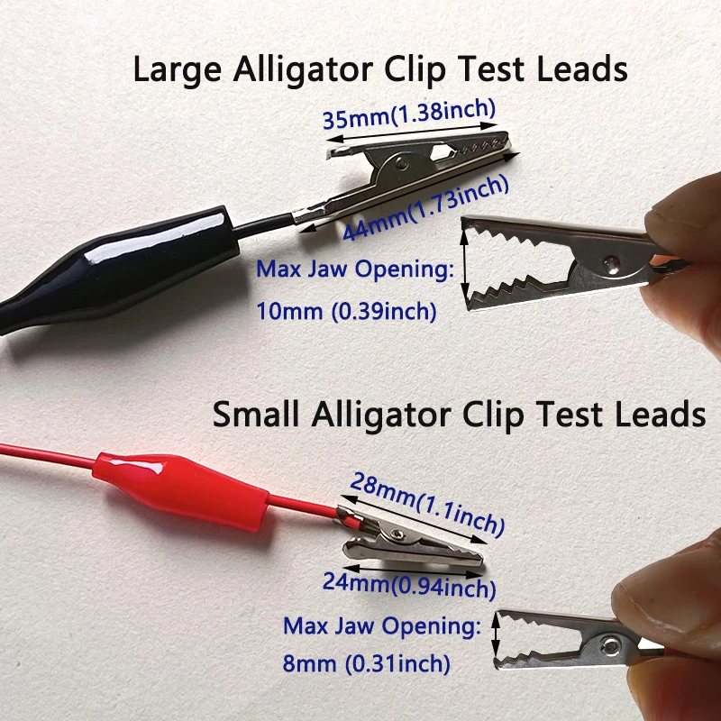 10Pcs/Pack Multi-color Alligator Clip Test Leads 2 Sizes Small & Large Approx 50cm Double-ended Jumper Wires for Circuit Testing