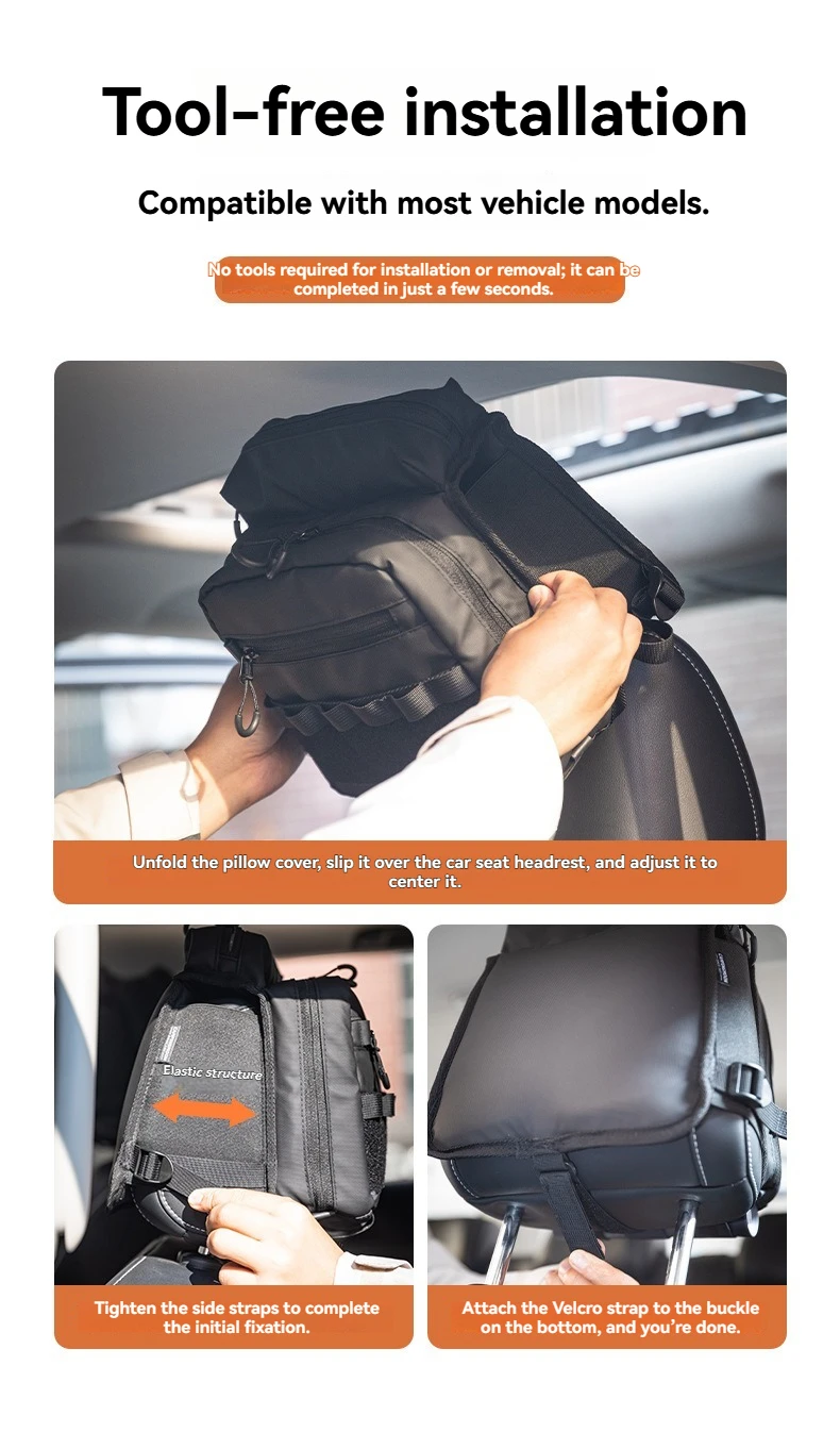 CAMPINGMOON Camping Rear Seat Headrest Expansion Storage Bag Off road Equipment Storage Bag BK-PL