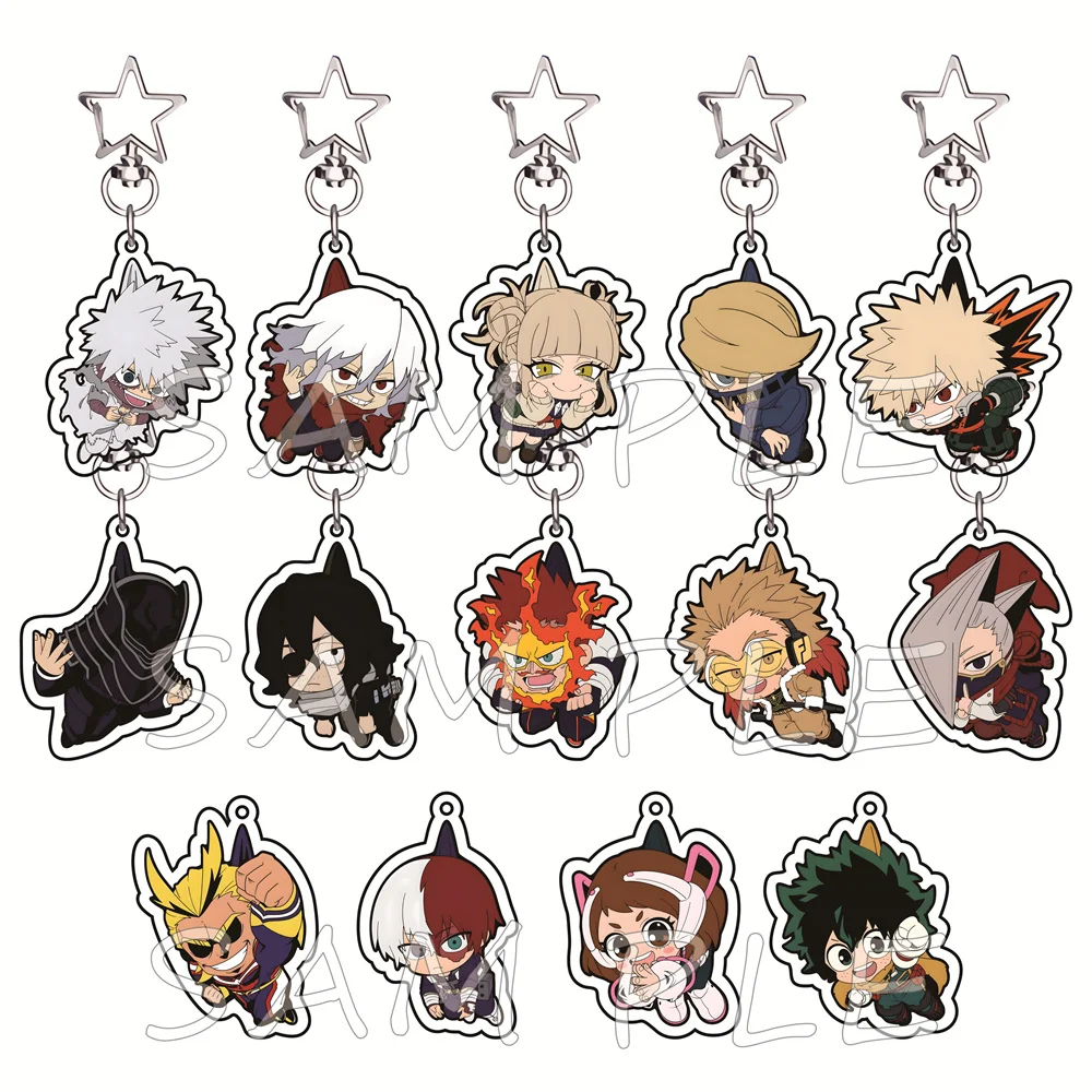 My Hero Academia 6cm Star Hook Acrylic Keychain Cute Chibi Superhero Anime Bag Charm Car Key Ring Otaku Fans Collectible Gift
