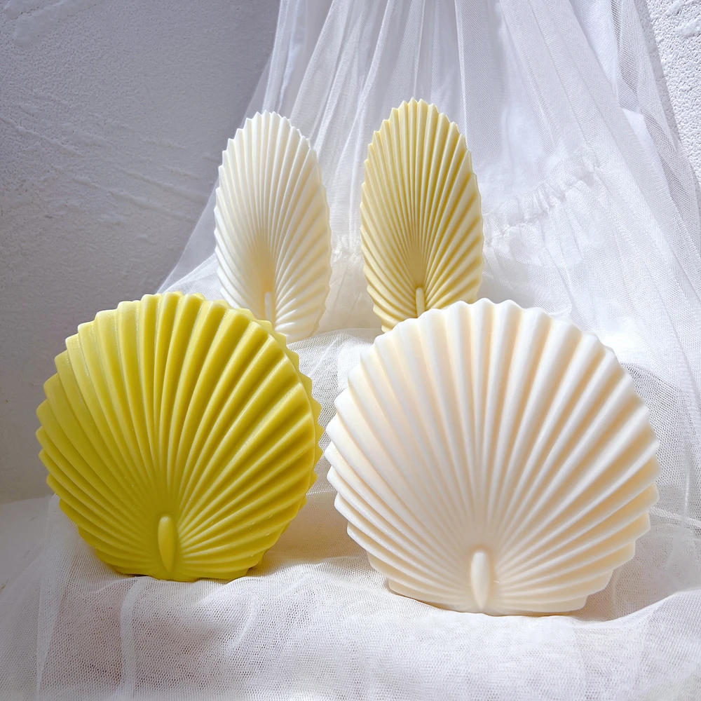 

Round Scallop Shell Wax Mold Modern Aesthetic Art Home Decorative Origami Seashell Silicone Mould Pillar Leaf Candle Molds