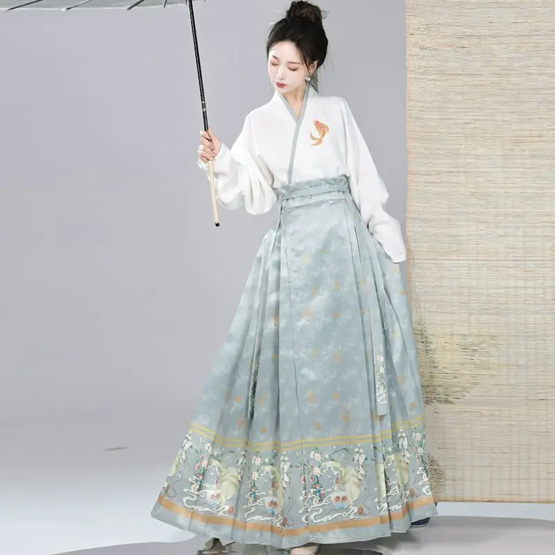 

‌10-Color hanfu Skirt Set for Women - Modernized Mian Skirt with Daily Wearable Design, Elegant Chinese Traditional Costume
