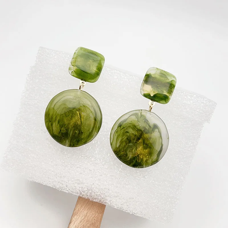 Simple Green Wash Painting Design Acrylic Earrings For Women Holiday Gift Fashion Jewelry Ear Accessories E268