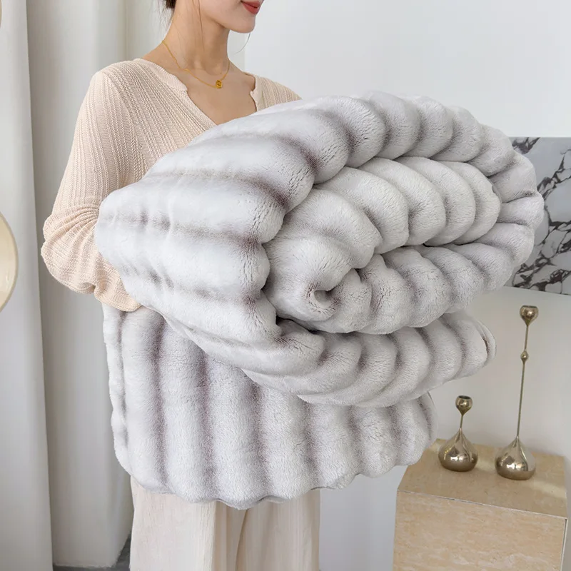 

New Modern Plush Bubble Blanket For Winter Warmth Milk Coral Fleece Double-Sided Thick Blanket Suitable For Bedroom Blankets