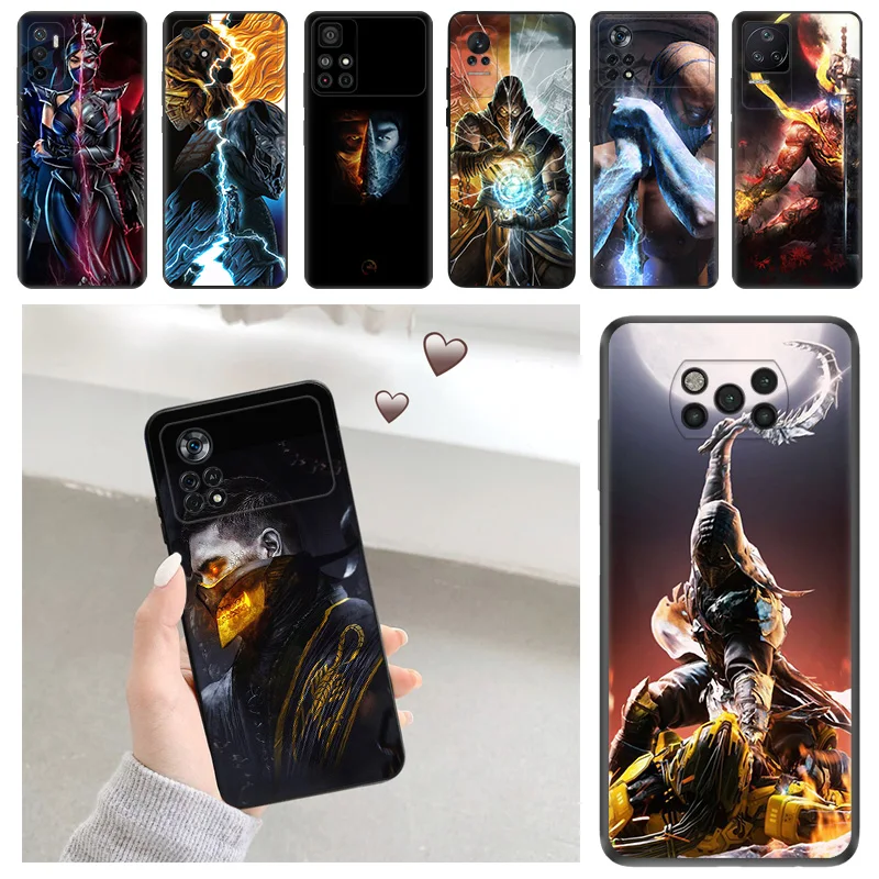 Soft Phone Cases For Xiaomi Poco C51 X5 Pro F4 X4 GT M5 M4 5G F3 M3 C55 C50 C40 X3 NFC F1 Mortal Kombat Black Matte Cover