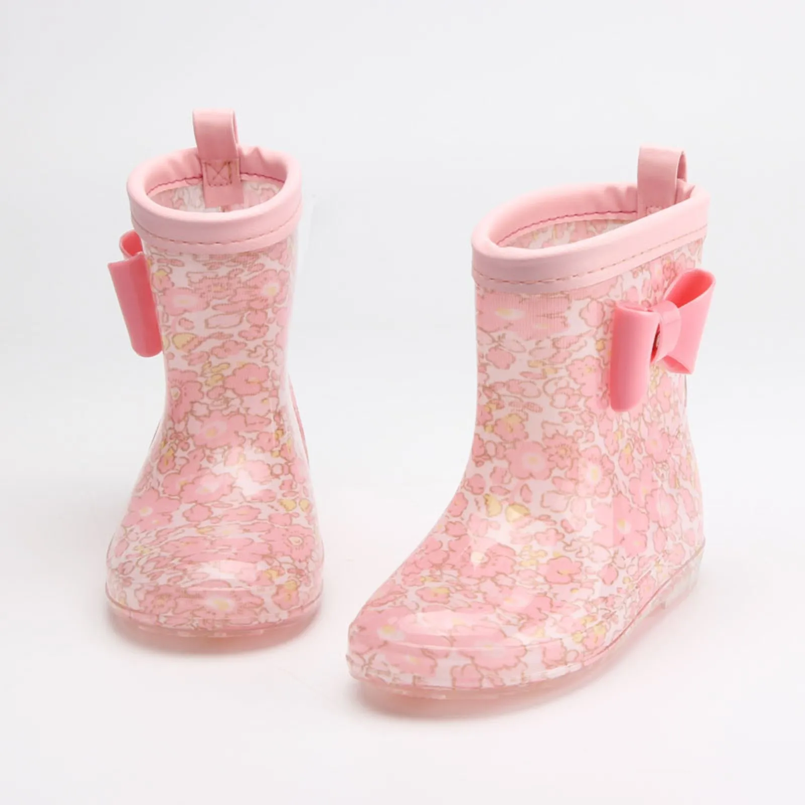 Kids PVC Rubber Rain Boots Girls Boys Water Shoes Cute Print Waterproof Slip On Shoes For Children Rain Shoes Toddler Rain Boots