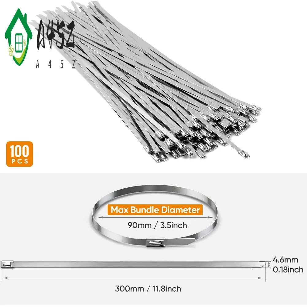 

A45Z-100Pcs Chain Link Fence Ties,Multi-Purpose Self-Locking Stainless Steel Zip Ties For Outdoor Garden Farm Pet Cages Fence