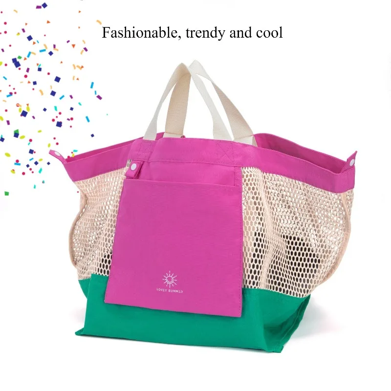 

Модная и стильная сетчатая сумка, сумка через плечо, двусторонняя, вместительная сумка-тоут, складная пляжная сумка для мужчин и женщин.