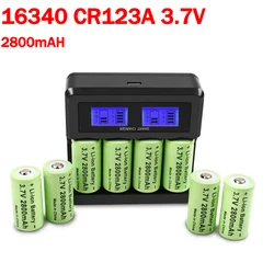 2800mAh Rechargeable 3.7V Li-ion 16340 CR123A CR123 Battery+LCD Charger for Arlo Security Camera For  Flashlight Battery