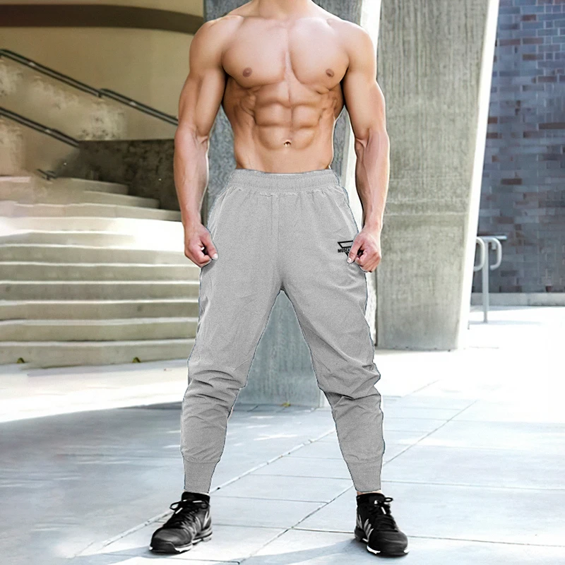 

Gym Men Fashion Knitting Quick Dry Pant Elastic Waist Casual Ultra-thin Breathable Trousers Loose Fitness Bodybuilding Clothing