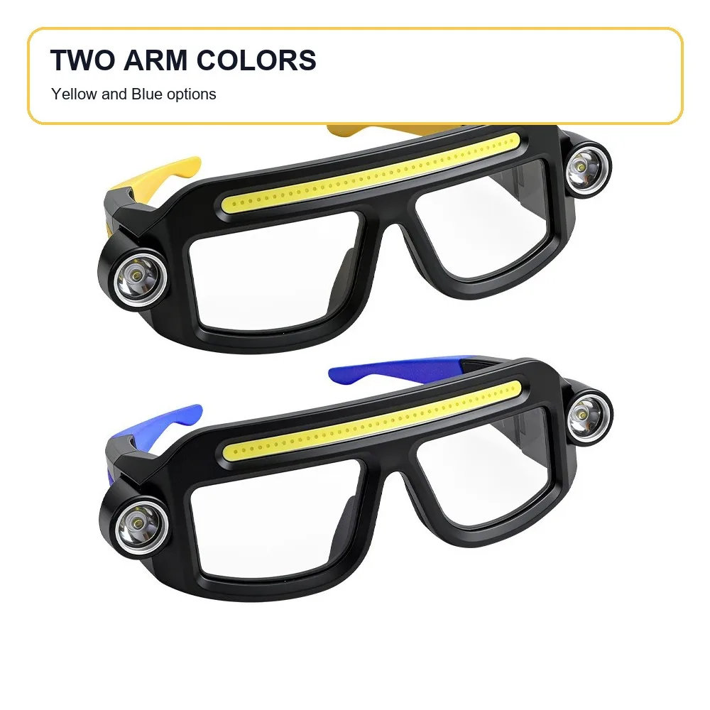 Lightweight Wearable Glasses Lamp, 5-Mode COB XTE LED Headlight, 400mAh Type-C Rechargeable Light for Camping and Repairs