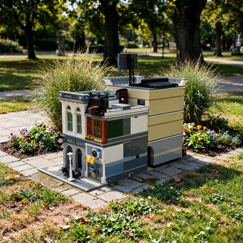 Modular Commerce Block Building Blocks Collection Corner Bank and Department Store Upper Storey Retail Window and Balcony Rail City Commerce Brick Kit Showcase Cabinet Display Gift for Adult Fans