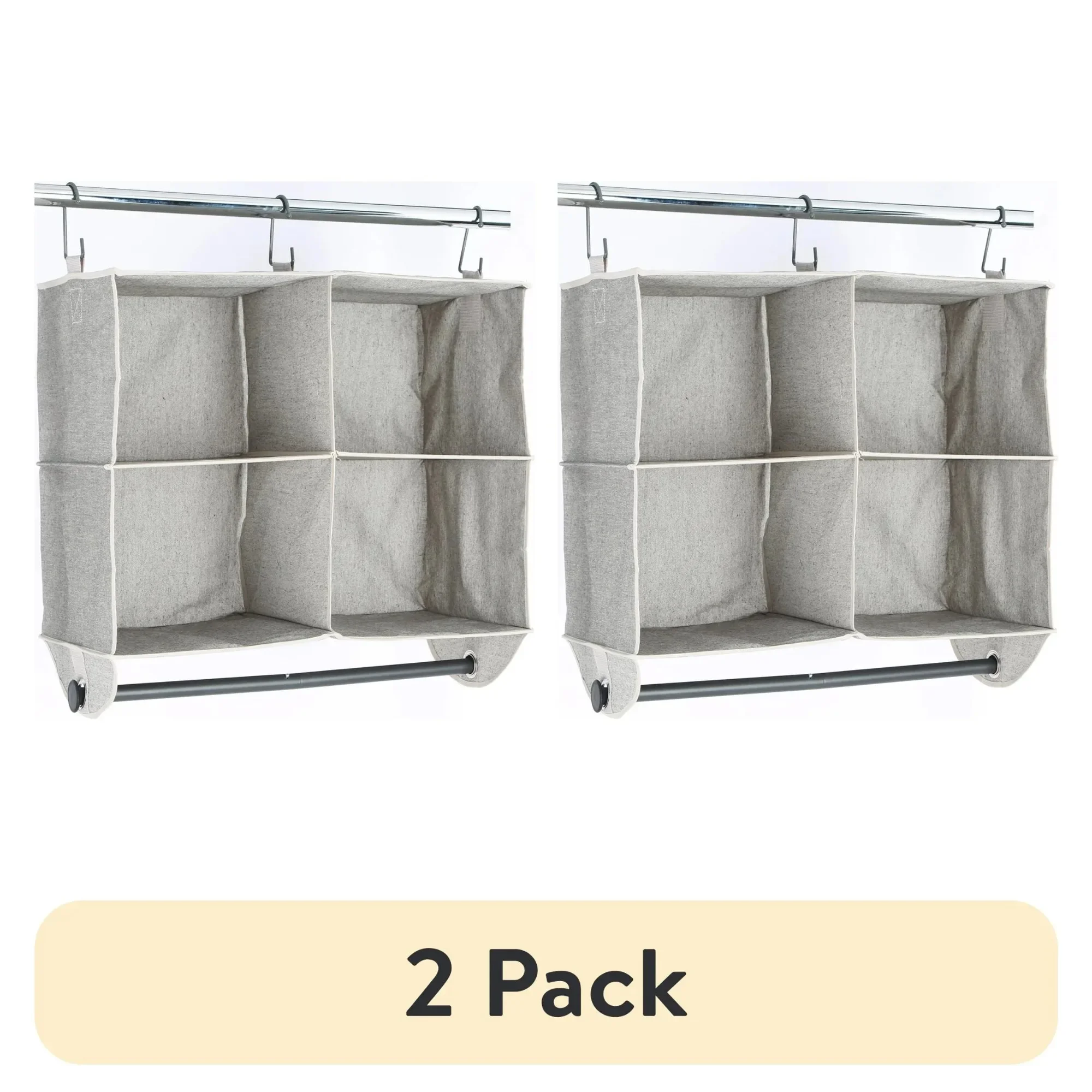 

(2 Pack) 4-Tier Hanging Polyester and Cotton Adult Closet Organizer with Hanging Rack