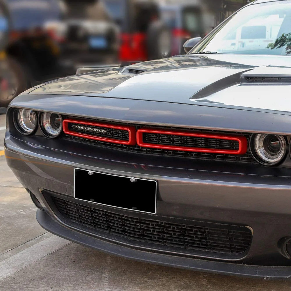 2pcs Red Front Grill Grille Inserts Cover Trim for Dodge Challenger 2015-2020 view 6