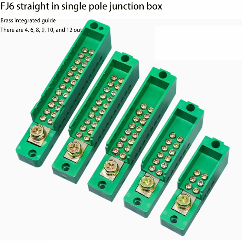 JHD FJ6 Single Pole 4/6/8/10 Meter Household Terminal Block Splitter Junction Box One In, Multiple Out Wiring Terminal Distribut