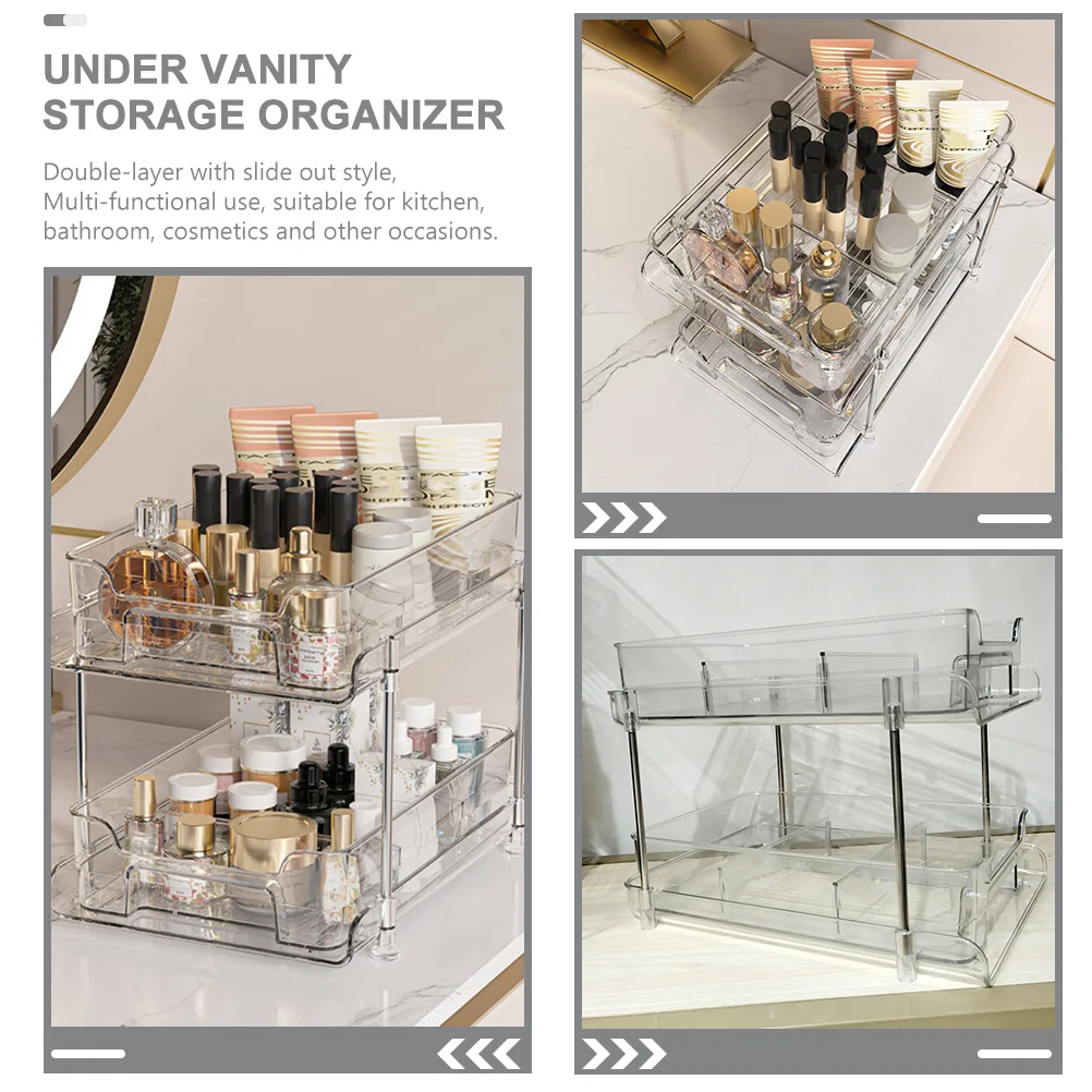 

Gatuida Pull Out Storage Box Organizer Under Sink Bathroom Vanity Plastic Drawer