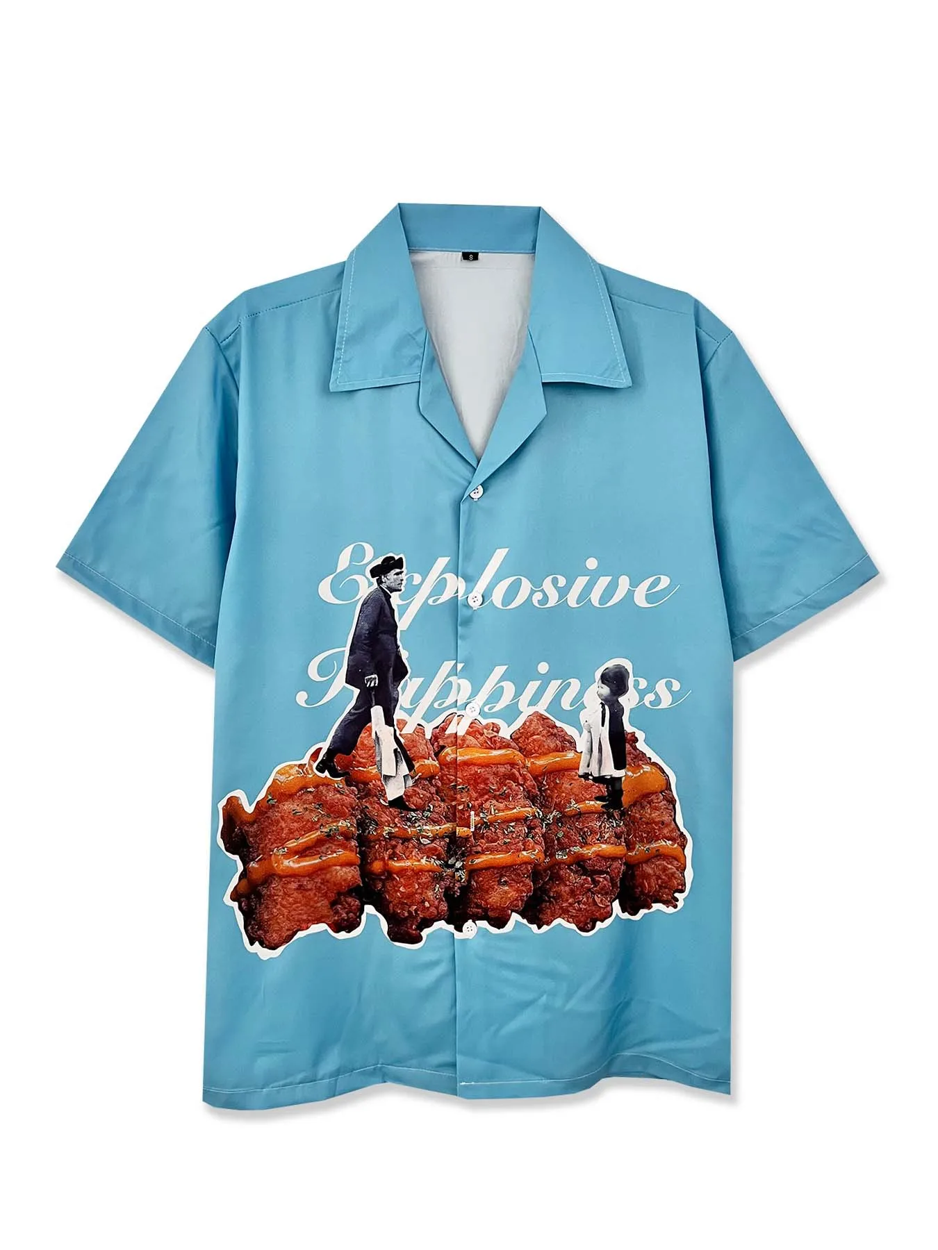 Niche Dark Style Retro Portrait Silhouette 3DPrint Short-Sleeve Cardigan Trendy Sketch Collared Thin Summer Vacation Men's Shirt
