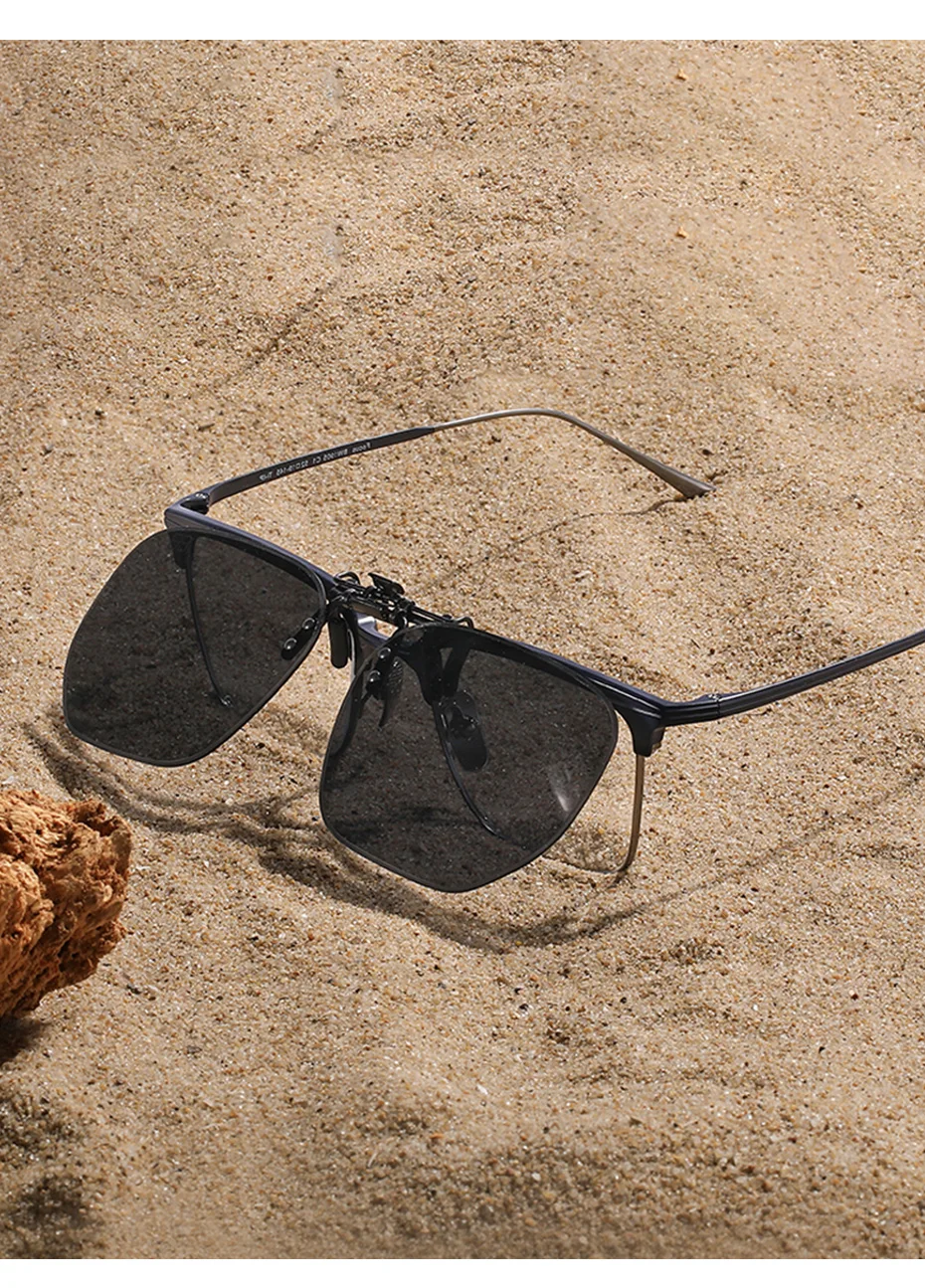 CAPONI neue Sonnenbrille Clip für Männer quadratisch polarisierte photo chrome Brille Clip aufgeklappt schützen Augen Licht Clip am Rahmen bs1103 – Detail 2