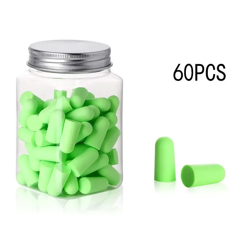 24/60pcs Bullet Type Foam Earplugs, Anti Noise Sleeping Ear Plugs, Soft Noise Reduction Hearing Protection for Travel Work