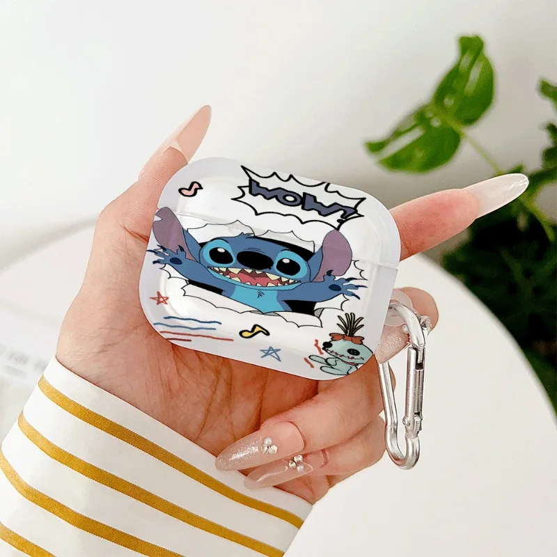 ديزني غرزة الكرتون حقيبة سماعة الاذن ل Airpods 1 2 3 4 برو سيليكون الغطاء الواقي ل Airpods Pro2 سماعة رأس مزودة بتقنية البلوتوث غطاء